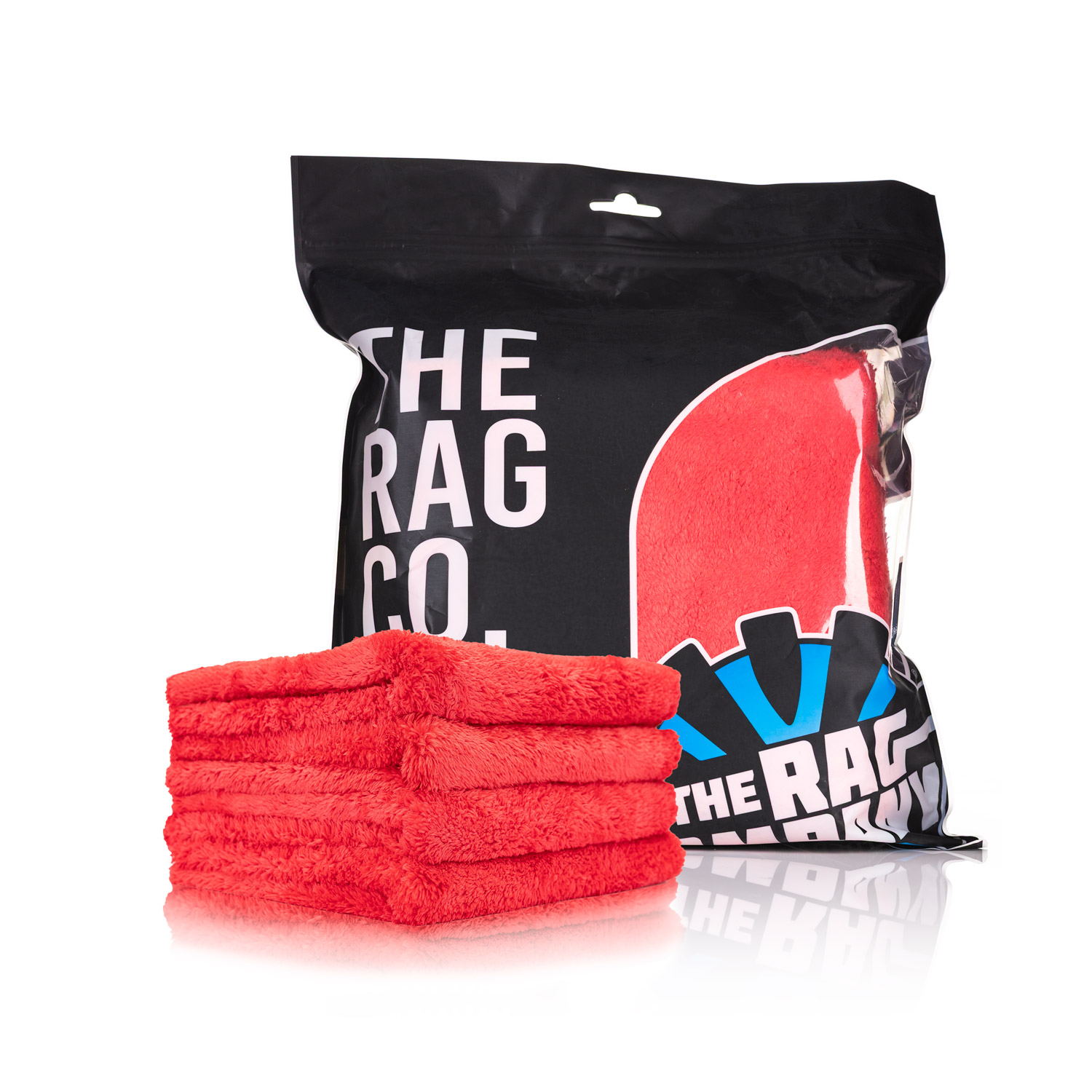 The Rag Company Eagle Edgeless 500 16 x 16 Plush Microfiber Towel - Red